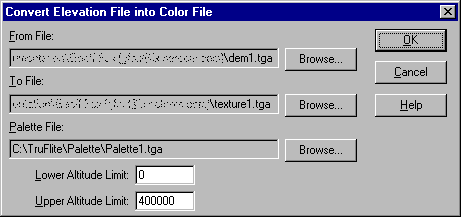 dialog: "Convert Elevation File into Color File"